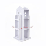 Rotating Bookcase Bookshelf Kid's Book Organiser Rack Wooden Castle Display Shelf - Top-Down View