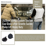 2x20cm 500kg Vacuum Suction Cup Glass Lifter Granite Sucker Pump Lift Heavy Duty - Low Angle