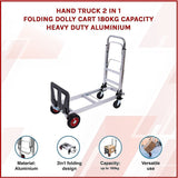 Hand Truck 2 in 1 Folding Dolly Cart 180kg Capacity Heavy Duty Aluminium - Side View