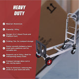 Hand Truck 2 in 1 Folding Dolly Cart 180kg Capacity Heavy Duty Aluminium - 45-Degree Angle