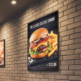 A2 LED Slim Advertising Lightbox Sign Wall-Mounted Poster Board Menu Frame - 45-Degree Angle