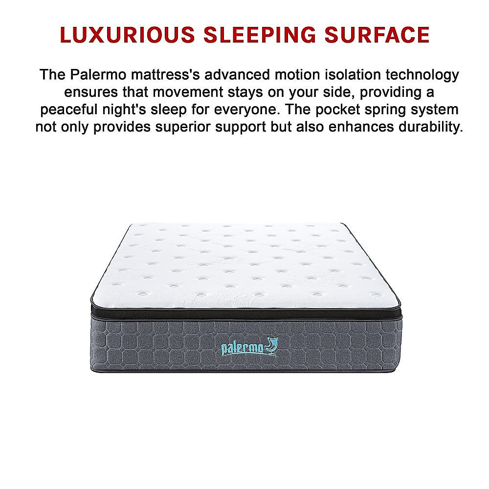 Double Euro Top Pocket Spring Mattress Motion Isolation Comfort with CertiPUR-US Certified Foam Layers