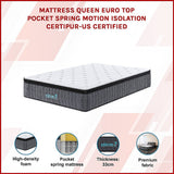 Queen Euro Top Pocket Spring Mattress – Motion Isolation Comfort with CertiPUR-US® Certified Foam Layers