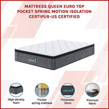 Queen Euro Top Pocket Spring Mattress – Motion Isolation Comfort with CertiPUR-US® Certified Foam Layers - Side View