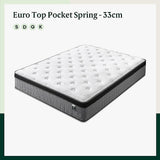 Mattress Double Euro Top Pocket Spring Motion Isolation CertiPUR-US Certified - Front View