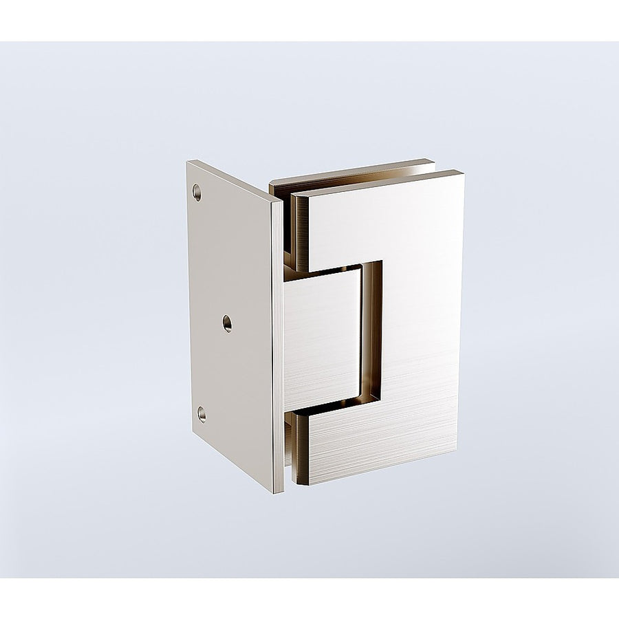 90 Degree Brass Glass Shower Door L-Hinge in Nickel