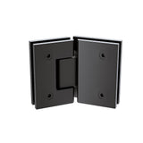 135 Degree Glass to Glass Stainless steel Square Shower Hinge in Black - Top-Down View