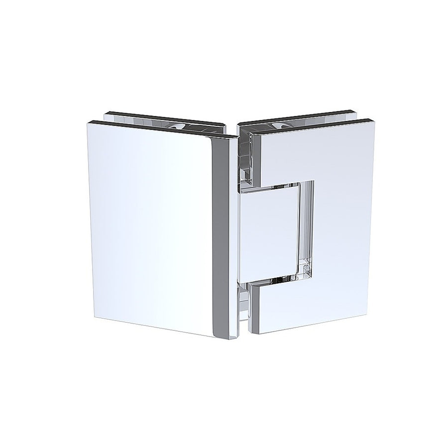 135 Degree Glass to Glass Brass Square Shower Hinge in Chrome