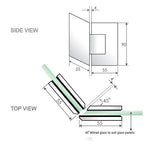 135 Degree Glass to Glass Brass Square Shower Hinge in Gunmetal