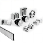 Frameless Glass Sliding Shower Door Hardware Rail Set Nickel