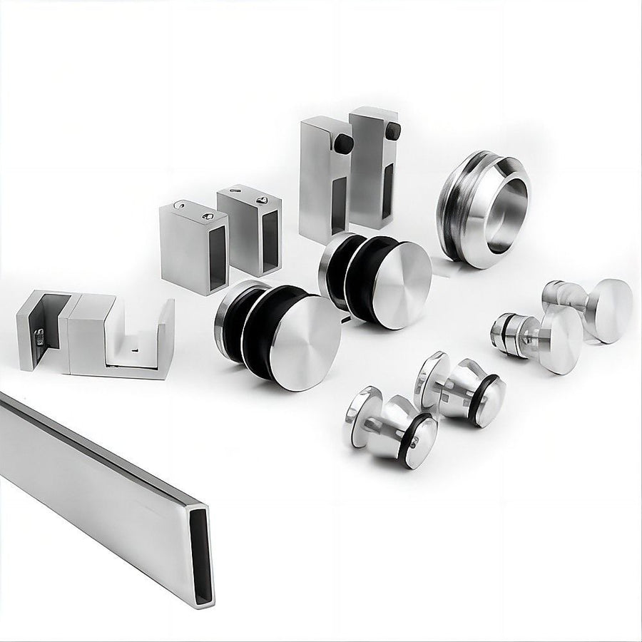 Frameless Glass Sliding Shower Door Hardware Rail Set Nickel