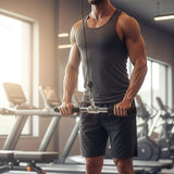 Revolving Straight Bar Gym Cable Attachment - Side View