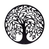 60cm Tree Of Life And Birds Round Metal Wall Garden Art Sculpture For Outdoor Decor