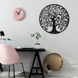 60cm Tree of Life & Birds Round Metal Wall Garden Art Sculpture - Front View