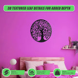 60cm Tree of Life & Birds Round Metal Wall Garden Art Sculpture - Low Angle
