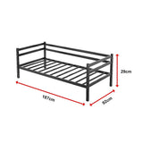 Single Daybed Metal Frame Sofa Premium Black Day Bed Steel Support - Low Angle