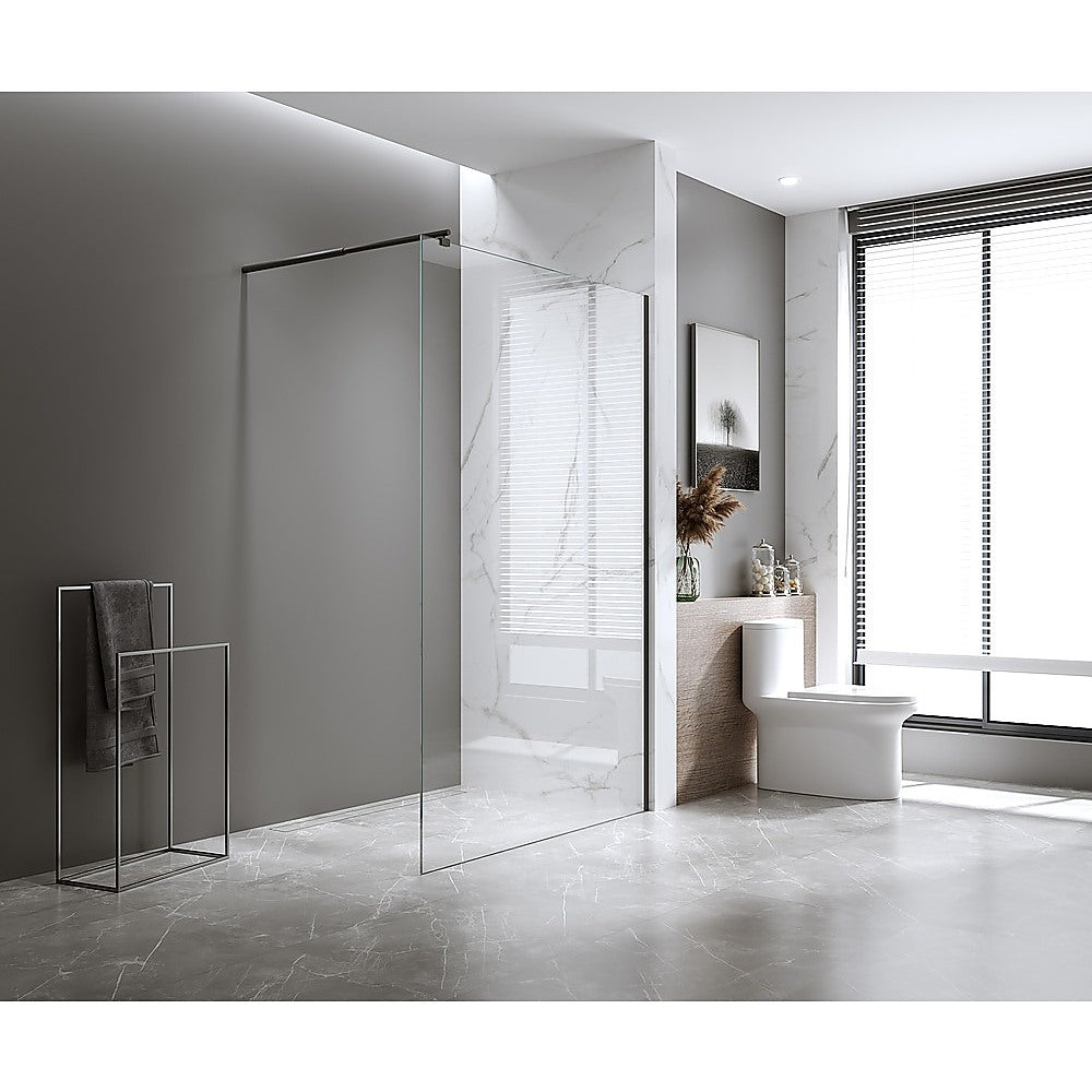 Glass Shower Screen Round Stabilising Pole in Black