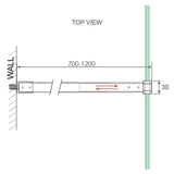 Glass Shower Screen Square Stabilising Pole in Chrome - Top-Down View