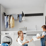 Collapsible Laundry Drying Rack – Wall Mounted Clothes Airer for Indoor or Outdoor - Low Angle