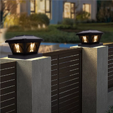 2 Pack Outdoor Flame Light Solar Post Deck Fence Cap - Front View