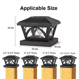 2 Pack Outdoor Flame Light Solar Post Deck Fence Cap - Rear View