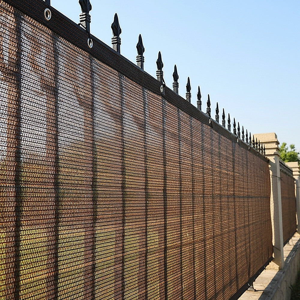 15m x 2m Fence Windscreen Privacy Screen Shade Cover Coffee Fabric Mesh Garden