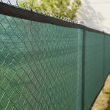 15m x 2m Fence Windscreen Privacy Screen Shade Cover Dark Green Fabric Mesh Garden - Close-Up Angle