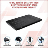 1U Sliding Server Rack Shelf 26 Inch Deep Vented for 19 Inch Cabinet - Side View