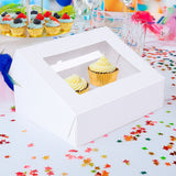50pcs Cupcake Boxes 12-Hole Laminated Clear Window Face Boxes Favour - Front View