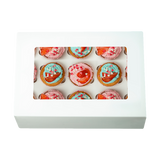 50pcs Cupcake Boxes 12-Hole Laminated Clear Window Face Boxes Favour - Top-Down View