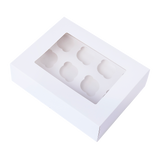 50pcs Cupcake Boxes 12-Hole Laminated Clear Window Face Boxes Favour - Rear View