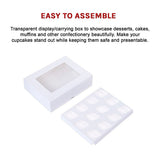 50pcs Cupcake Boxes 12-Hole Laminated Clear Window Face Boxes Favour