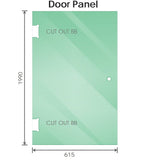 100cm Frameless Diamond Shower Screen with Black Brackets and Brass Hinges, Round Handle - Side View