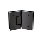 100cm Frameless Diamond Shower Screen with Black Brackets and Brass Hinges, Round Handle - Rear View