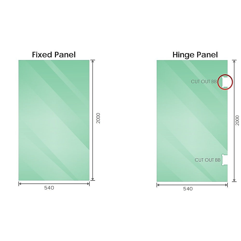 100cm Frameless Diamond Shower Screen with Gunmetal Brackets and Brass Hinges, Round Handle