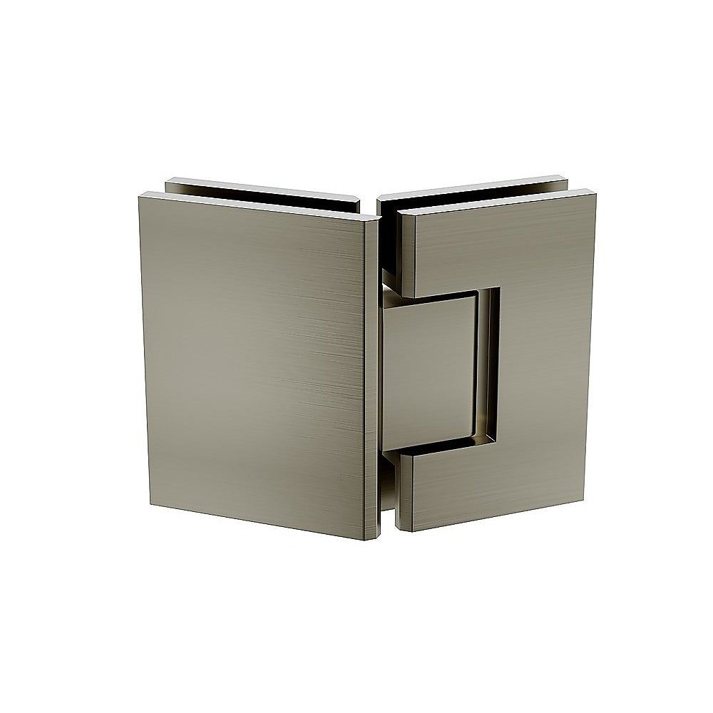 100cm Frameless Diamond Shower Screen with Gunmetal Brackets and Brass Hinges, Round Handle