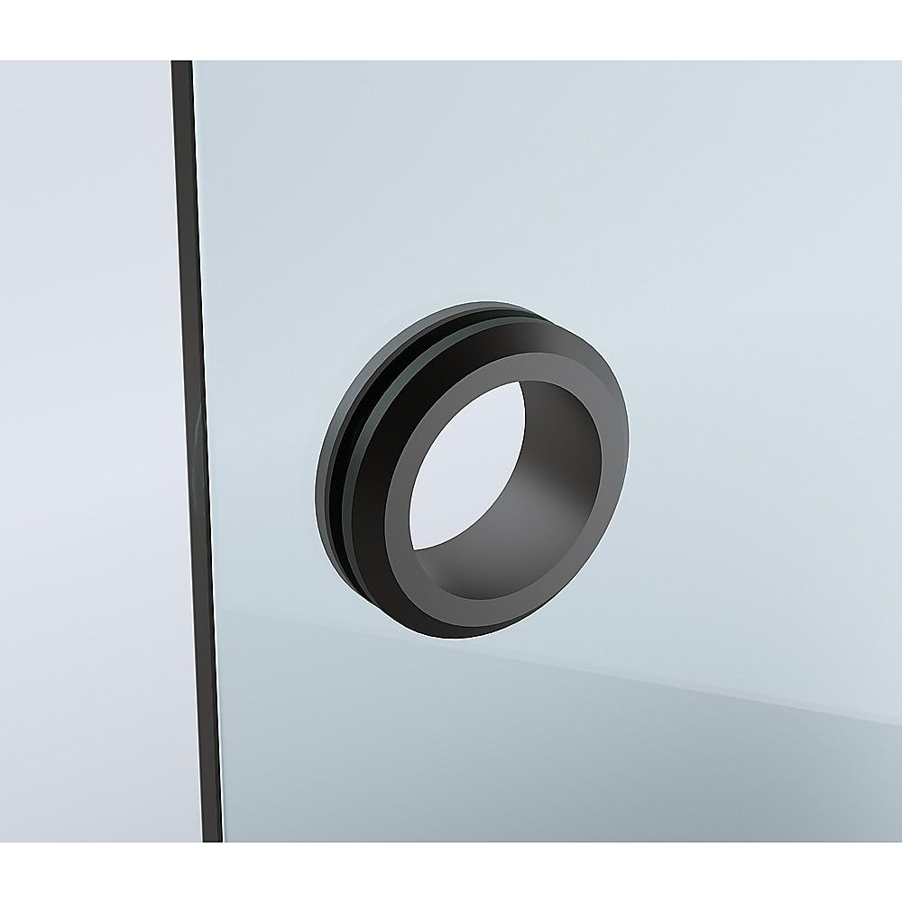 90cm Frameless Diamond Shower Screen with Black Brackets and SS Hinges
