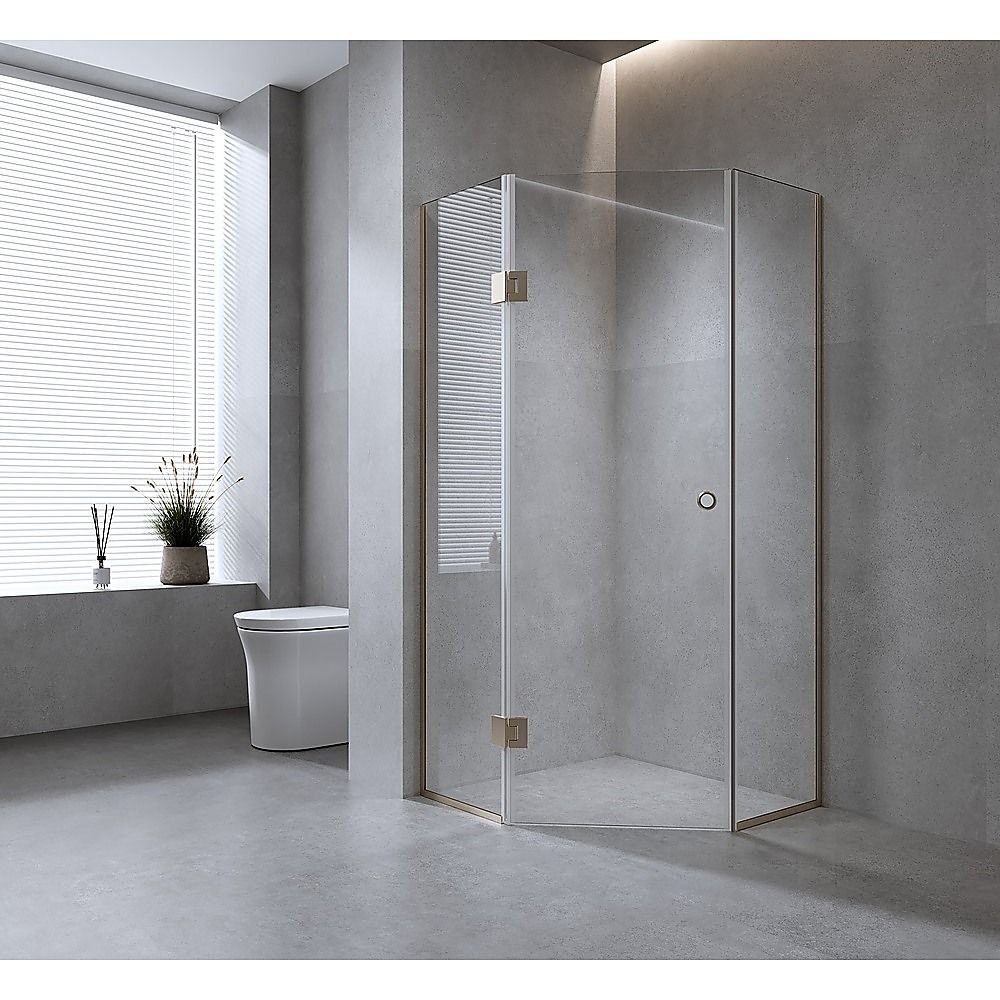 90cm Frameless Diamond Shower Screen with Gunmetal Channels and SS Hinges