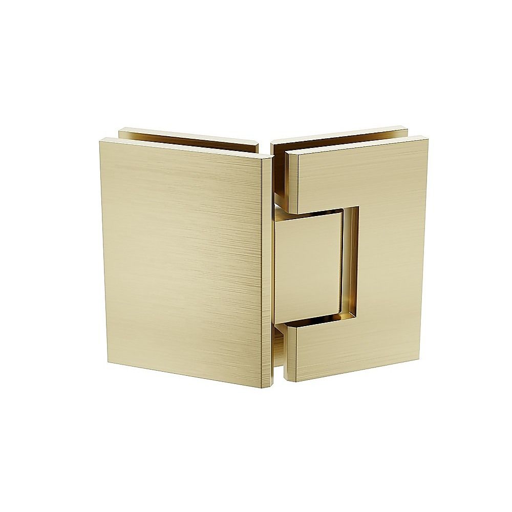 100cm Frameless Diamond Shower Screen – Gold F-Brackets Detailing with Durable SS Hinges