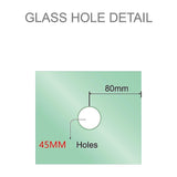 100cm Frameless Diamond Shower Screen with White Brackets and SS Hinges, Round Handle - Low Angle