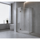 90cm Frameless Diamond Shower Screen with White Channels and Brass Hinges & Round Handle