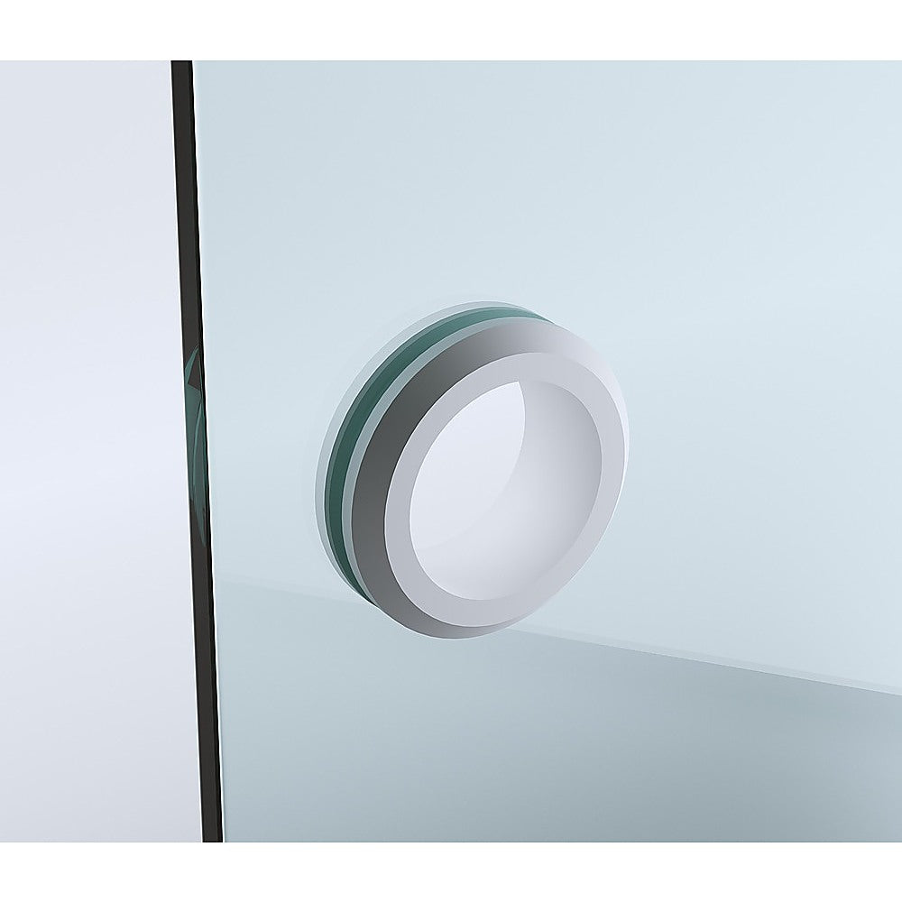 100cm Frameless Diamond Shower Screen with White Channels and Brass Hinges & Round Handle