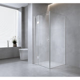 90x70cm Corner Frameless Shower Screen with Gunmetal Channel and SS Hinges, Round Handle