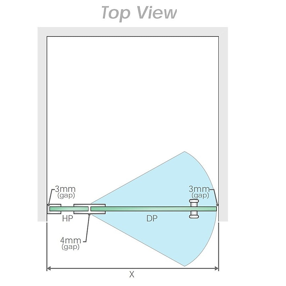 100x80cm Corner Frameless Shower Screen with White Channel and SS Hinges