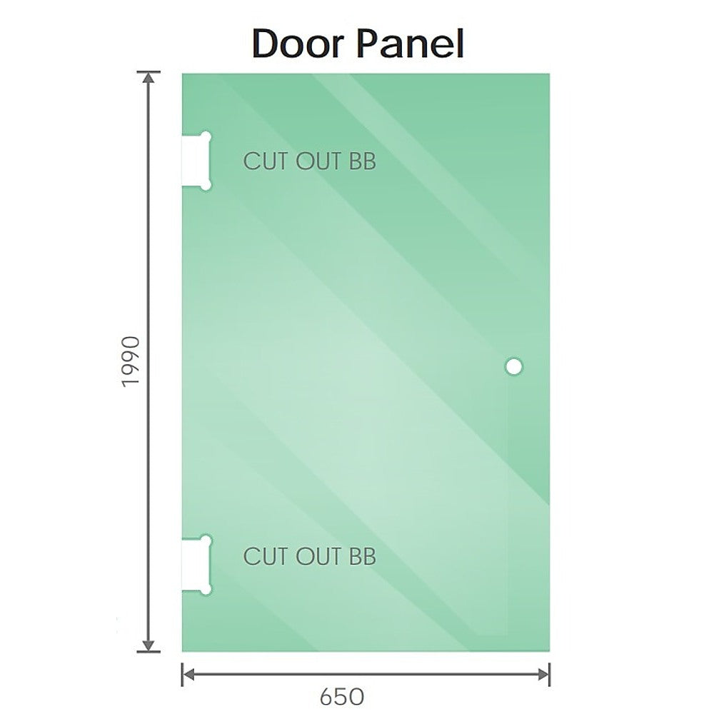 100x80cm Corner Frameless Shower Screen with White Channel and SS Hinges