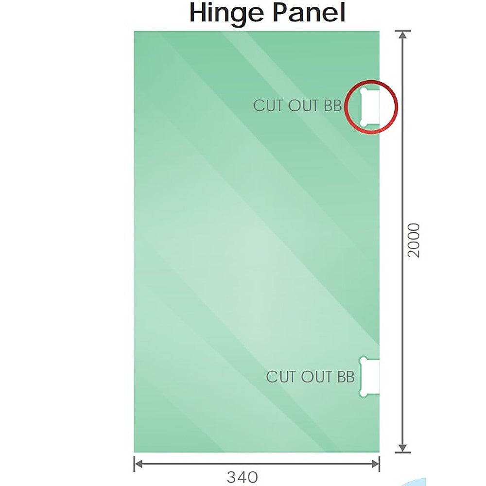 100x80cm Corner Frameless Shower Screen with White Channel and SS Hinges