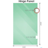 100x80cm Corner Frameless Shower Screen with White Channel and SS Hinges - Rear View