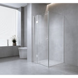 100x80cm Corner Frameless Shower Screen – Nickel Wall Channel with SS Hinges for Modern Bathroom Style