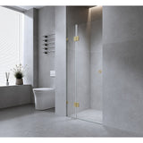 90cm Wall to Wall Frameless Shower Screen with White Brackets and SS Hinges, Round Handle