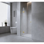 90cm Wall-to-Wall Frameless Shower Screen with Nickel Brackets, SS Hinges & U-Brackets